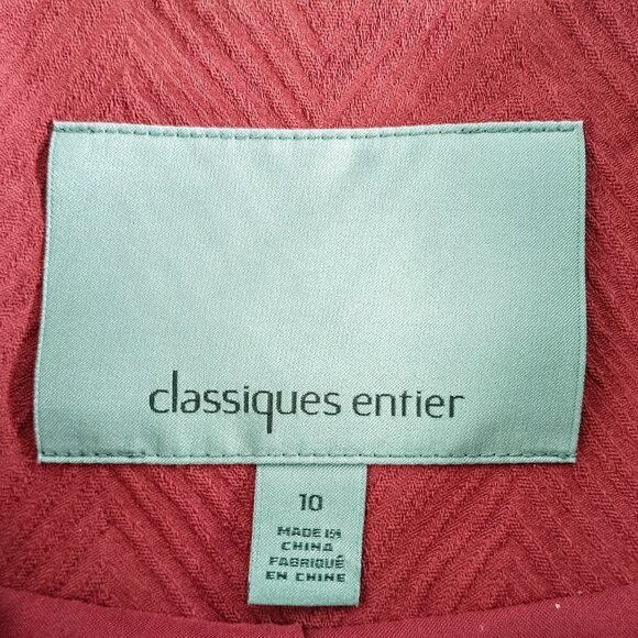 Classiques Entier Red Chevron Textured Cotton Open Blazer - Picture 4 of 5